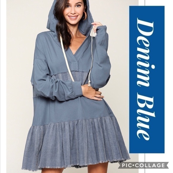 SALE!! 1 Left!! Denim Top w/Hood - Picture 1 of 3